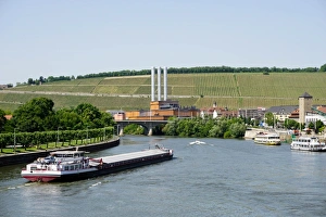 Wurzburg Prints: Shipping on the River Main, Wurzburg, Bavaria, Germany, Europe
