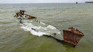 Angola Prints: Shipwreck beach, Bay of Santiago, Luanda, Angola, Africa