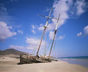 Wreck Prints: Shipwreck on the beach, Fuerteventura, Canary Islands, Spain, Atlantic, Europe
