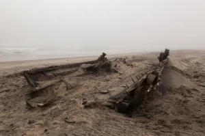 Covered Prints: Shipwreck, Skeleton Coast National Park, Namibia, Africa