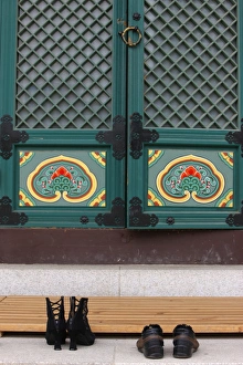 Bongeunsa Prints: Shoes outside Bongeunsa temple, Seoul, South Korea, Asia