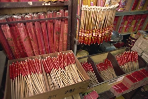 Macau Prints: Shop selling joss sticks for Buddhist and Taoist temples, Macau, China, Asia