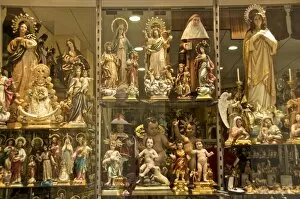 Images Dated 9th April 2010: Shop window of a religious articles shop with virgins, angels, and Christ for sale
