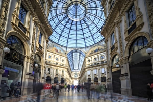 The shopping arcades and the glass dome of the historical Galleria Vittorio Emanuele II The shopping arcades and the glass dome of the historical Galleria Vittorio Emanuele II