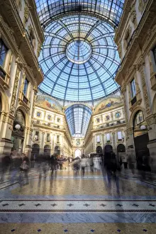 Typically Italian Prints: The shopping arcades and the glass dome of the historical Galleria Vittorio Emanuele II