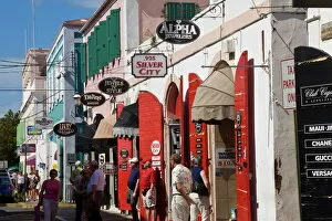 Shops lining the central Main Street, Charlotte Amalie, U.S. Virgin Islands