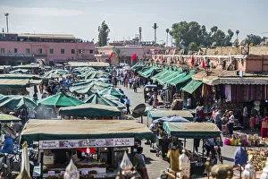 Eateries Prints: Shops and restaurants around Jemaa el-Fna Square, UNESCO World Heritage Site, Marrakech