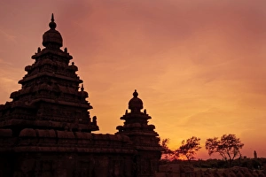 Mahabalipuram Prints: The Shore Temple at sunset, Mamallapuram (Mahabalipuram)