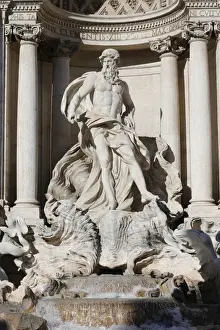 Water Feature Prints: Detail showing Arch of Triumph with Neptune from Trevi Fountain by Nicola Salvi and Niccolo Pannini