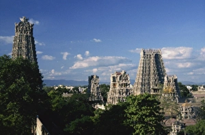 Madurai Prints: Shree Meenakshi temple, Madurai, Madras, India, Asia