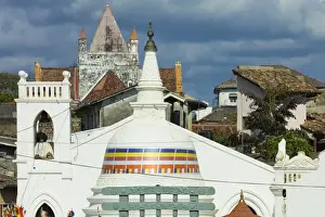 Contrasts Prints: Shri Sudarmalaya Buddhist Temple and All Saints Anglican Church inside the old colonial Dutch Fort