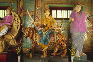 Shrines Prints: Shrine to all 37 Nats at base of hill, Mount Popa, Myanmar (Burma), Asia