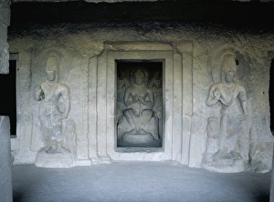 Ellora Prints: Shrine guarded by Bodhisattva figures