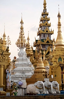 Burma Prints: Shrines and pagodas at Shwedagon Pagoda