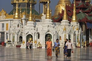 Burma Prints: Shrines at Shwedagon Paya, Yangon, (Rangoon), Myanmar (Burma), Asia
