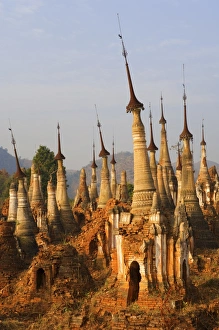 Shwe Inn Thein stupas, Indein, Myanmar (Burma), Asia