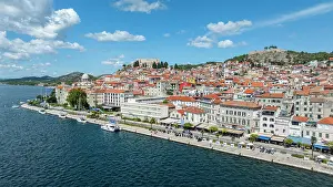 Streets Prints: Sibenik waterfront and historical buildings captured from above in sunny weather