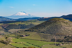 Mount Etna Prints: The Sicilian landscape with the awe inspiring Mount Etna, UNESCO World Heritage Site
