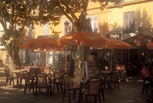 Chair Prints: Sidewalk Cafe, Bastia, Corsica, France, Mediterranean, Europe
