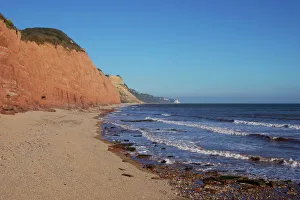 Sea Cliffs Prints: Sidmouth Beach looking towards Beer Head, Devon, England, United Kingdom, Europe