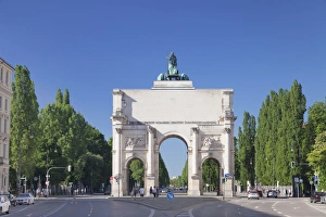 Street View Prints: Siegestor Gate, Ludwigstrasse street, Munich, Bavaria, Germany, Europe