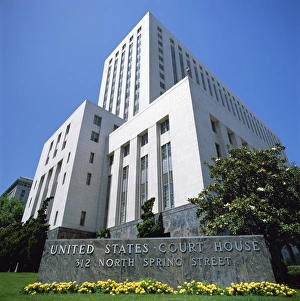 Court Prints: Sign and building of the Court House on North Spring Street