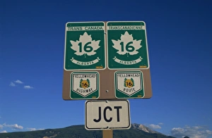 Road Signs Prints: Sign near Jasper, Rocky Mountains, Alberta, Canada, North America