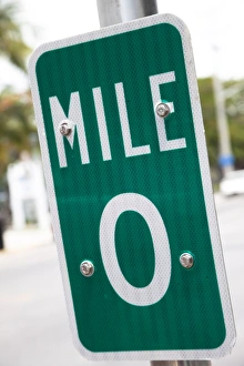 Signs Prints: Signpost for mile 0, the beginning of US1 highway