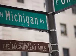 Commemorative Prints: Signposts, the Magnificent Mile, North Michigan Avenue, Chicago, Illinois, USA