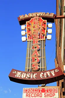 Sign Prints: Signs on Broadway Street, Nashville, Tennessee, United States of America, North America