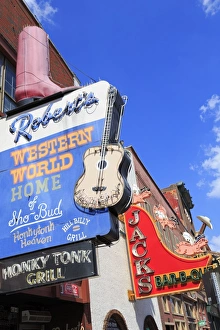 Signs on Broadway Street, Nashville, Tennessee, United States of America, North America