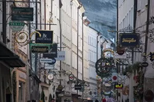Head And Shoulders Gallery: Signs in Getreidegasse, the main shopping street, Salzburg, Austria, Europe