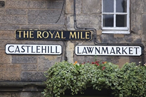 Lothian Prints: Signs, Royal Mile, Edinburgh, Lothian, Scotland, United Kingdom, Europe