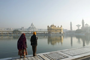Meditation Prints: Sikh pilgrims at the Harmandir Sahib (The Golden Temple), Amritsar, Punjab, India, Asia