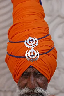 Identity Prints: Sikh warrior in Gurdwara Sisganj, Old Delhi, India, Asia