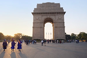 New Delhi Prints: Sikhs at India Gate, designed by Sir Edwin Lutyens, New Delhi, India, Asia