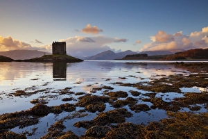 Inlet Prints: Silhouette of Castle Stalker, a Tower House or Keep, used often as a film set