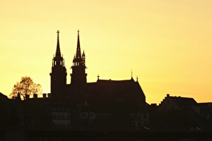 Basel Prints: Silhouette of the Cathedral at sunset
