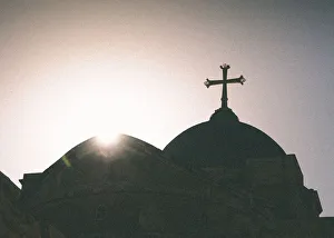11th Century Prints: Silhouette of a church and cross, Jerusalem, Israel, Middle East