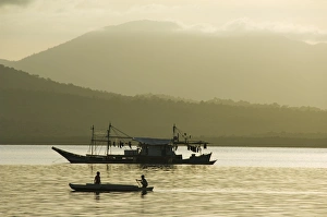 Puerto Princesa Prints: Silhouette of fishing boat at sunset