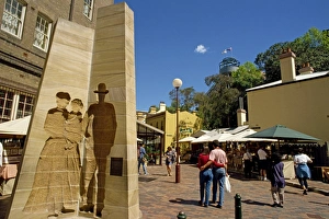 Silhouette sculpture in a square in The Rocks area, Sydney, New South Wales