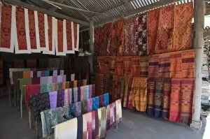 Silks for sale in village shop near Luang Prabang, Laos, Indochina, Southeast Asia, Asia