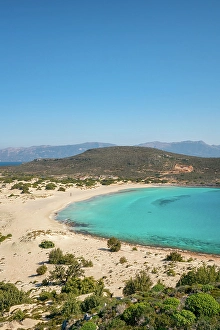 Beachgoers Prints: Simos beach with turquoise water, Elafonisos island, Greece