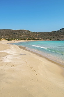 Beachgoers Prints: Simos beach with turquoise water, Elafonisos island, Greece