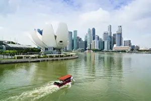 Singapore skyline, financial district skyscrapers with the lotus flower shaped ArtScience