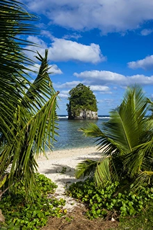 American Samoa Prints: Single rock at Coconut Point on Tutuila Island, American Samoa, South Pacific, Pacific