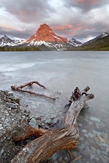 Glacier National Park Gallery: Sinopah Mountain and Pray Lake at sunrise, Glacier National Park, Montana