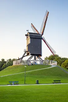 Public Park Prints: Sint-Janshuis Mill (Sint-Janshuismolen) windmill in the Kruisvest park, Bruges (Brugge)