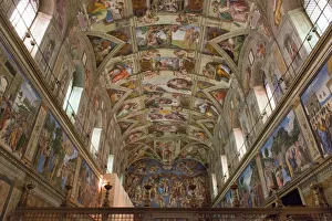 Chapel Prints: The Sistine Chapel by Michelangelo in the Vatican Museums, Rome, Lazio, Italy, Europe