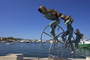 Nudes Prints: Sisyphus sculpture, by Anna Chromy, seafront, St. Tropez, Var, Provence